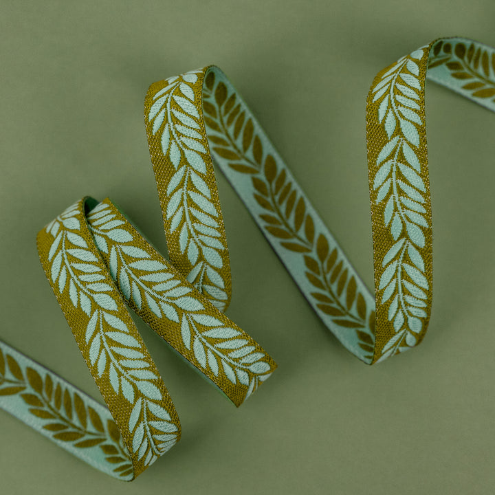Foliage - Foliage in Jade - 3/8" width - by Sally Kelly - 15 Yard Spool