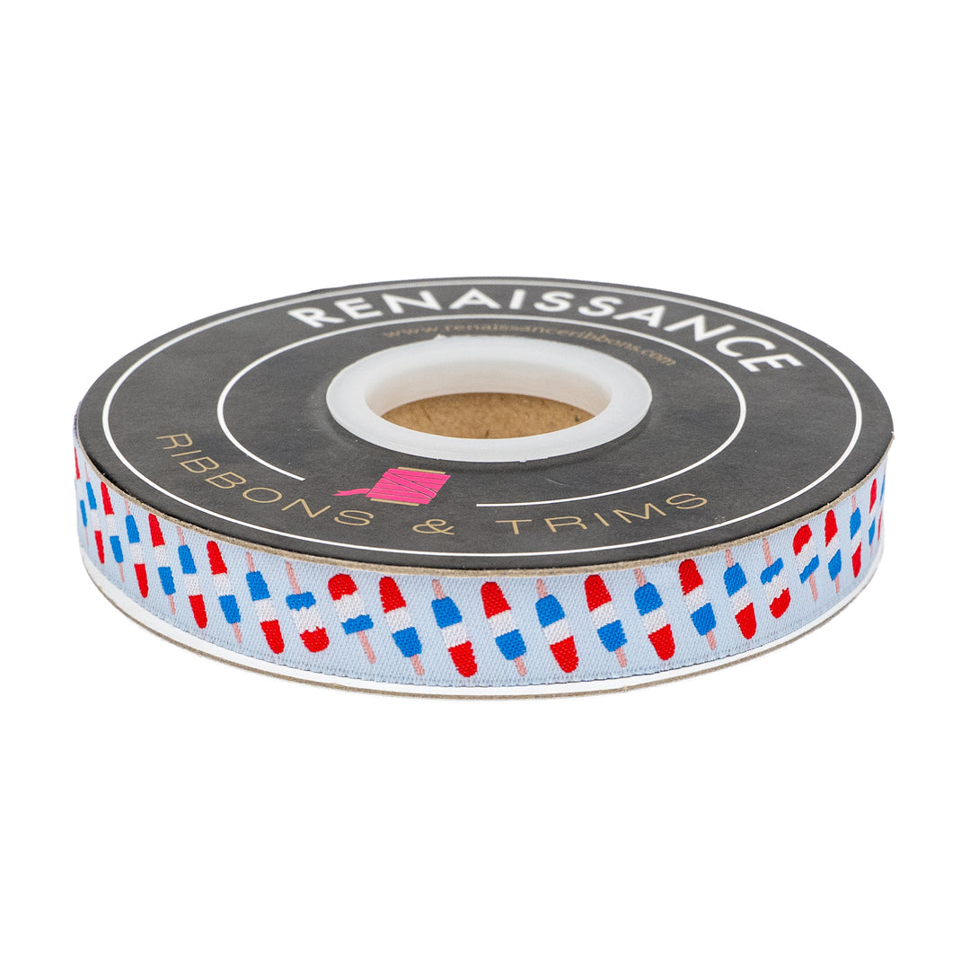 250th Birthday - Push Pops - 5/8" width - by Renaissance Ribbons - 15 Yard Spool