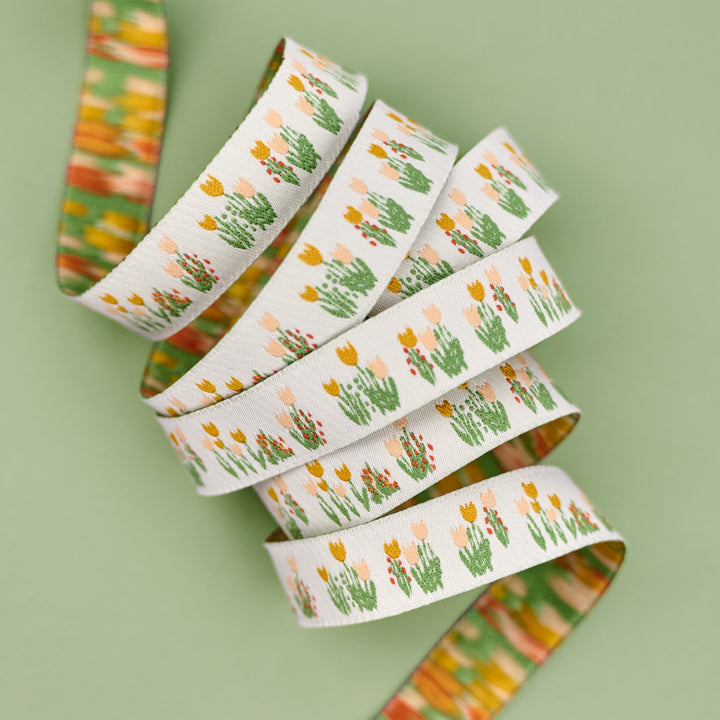 Celestial Garden - Tulip Bulbs - 5/8" width - by Alexandra Bordallo - 15 Yard Spool