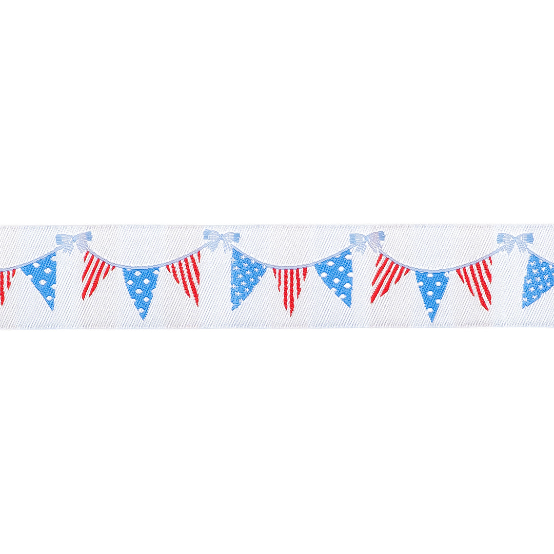 250th Birthday - Flag Banner - 1" width - by Renaissance Ribbons - 15 Yard Spool
