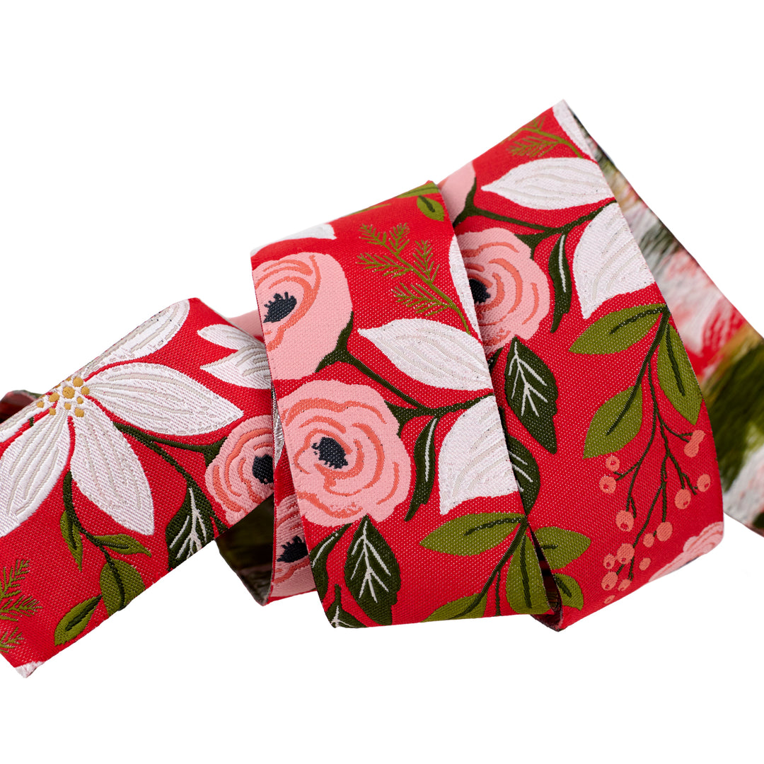 Berry and Pine - Poinsettia Party in Holly - 1-1/2" width - by Lella Boutique - 15 Yard Spool