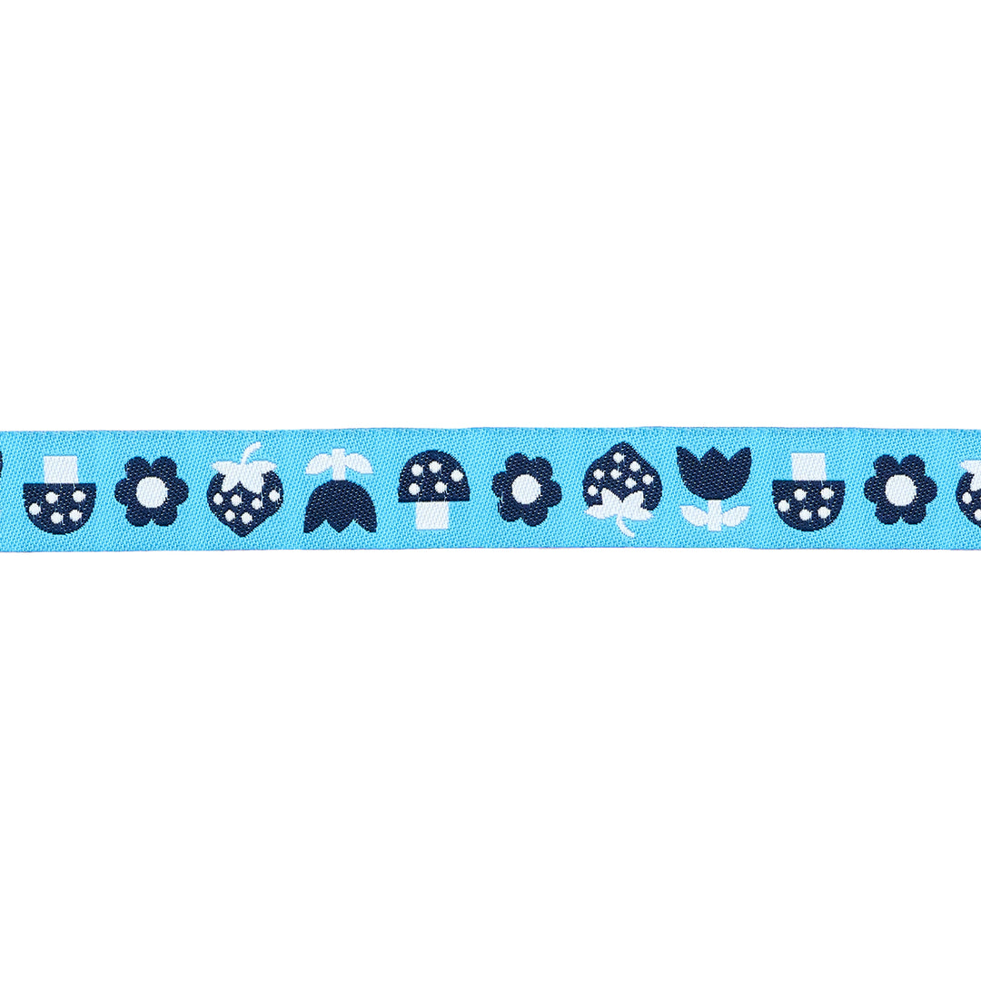 Strawberry - Strawbitties in Vintage Blue 5/8" width - by Kimberly Kight - 15 Yard Spool