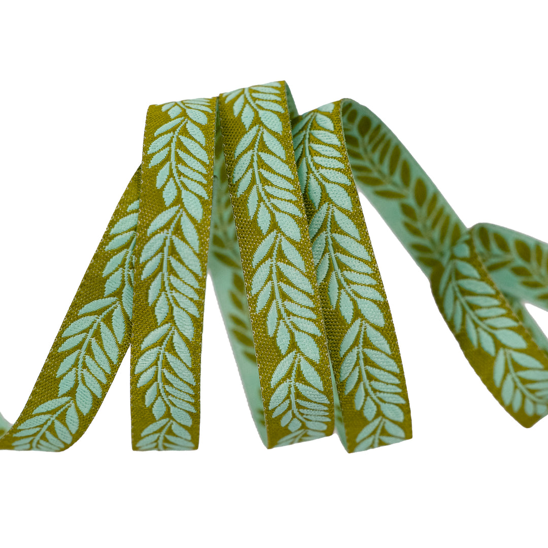 Foliage - Foliage in Jade - 3/8" width - by Sally Kelly - 15 Yard Spool