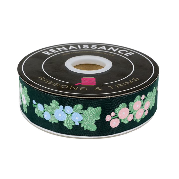 Love Letter - Hollyhock in Green 1-1/2" - by Lizzy House - 15 Yard Spool