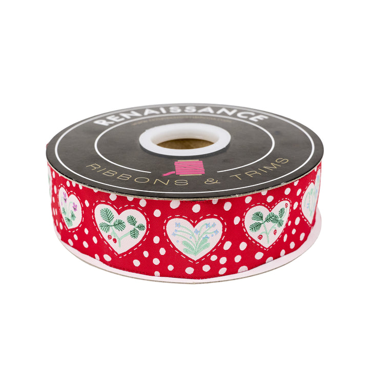 Funny Valentine - Sweet Hearts in Red - 1-1/2" width - by Lizzy House - 15 Yard Spool