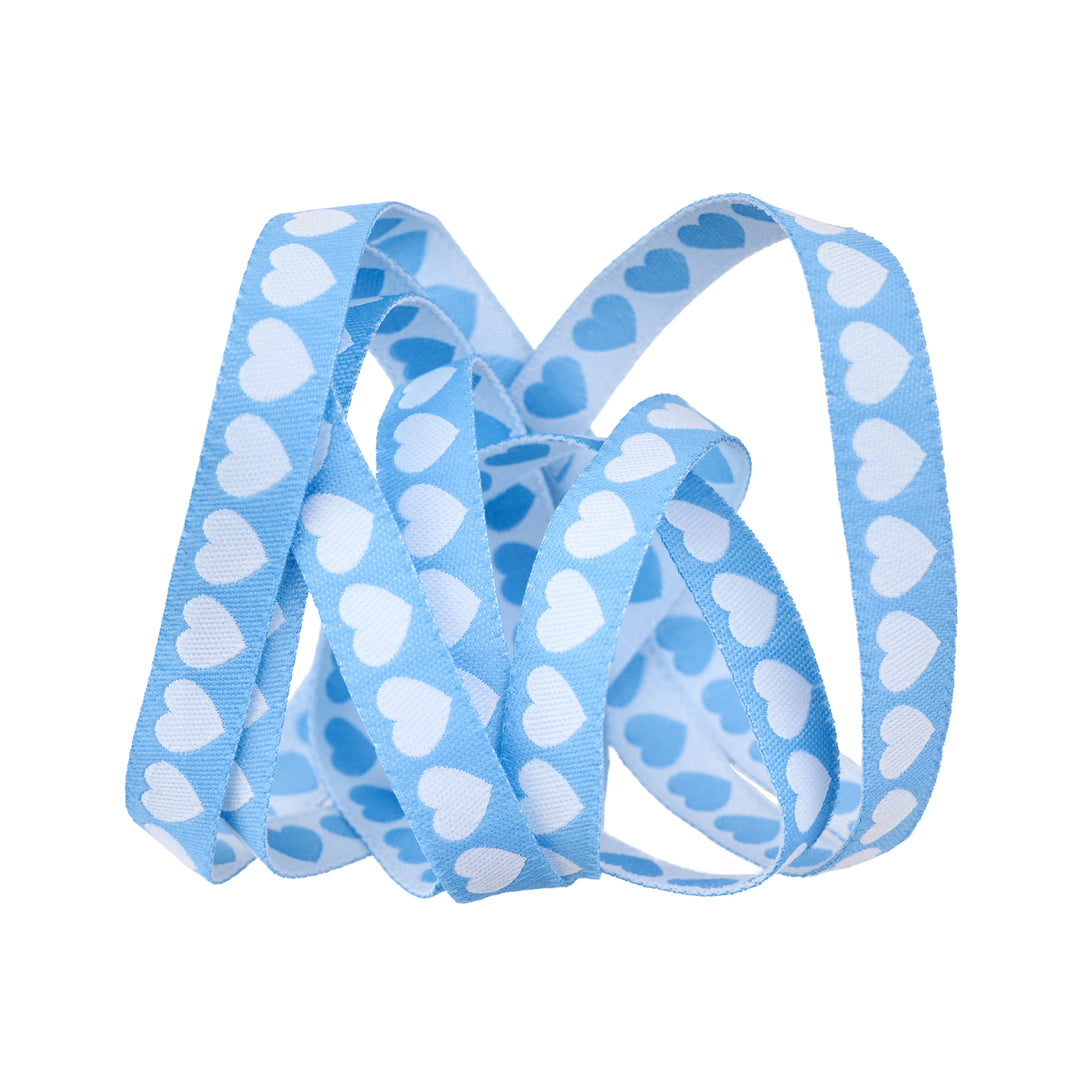 Funny Valentine - Tiny Hearts in Blue and White - 3/8" width - by Lizzy House - 15 Yard Spool