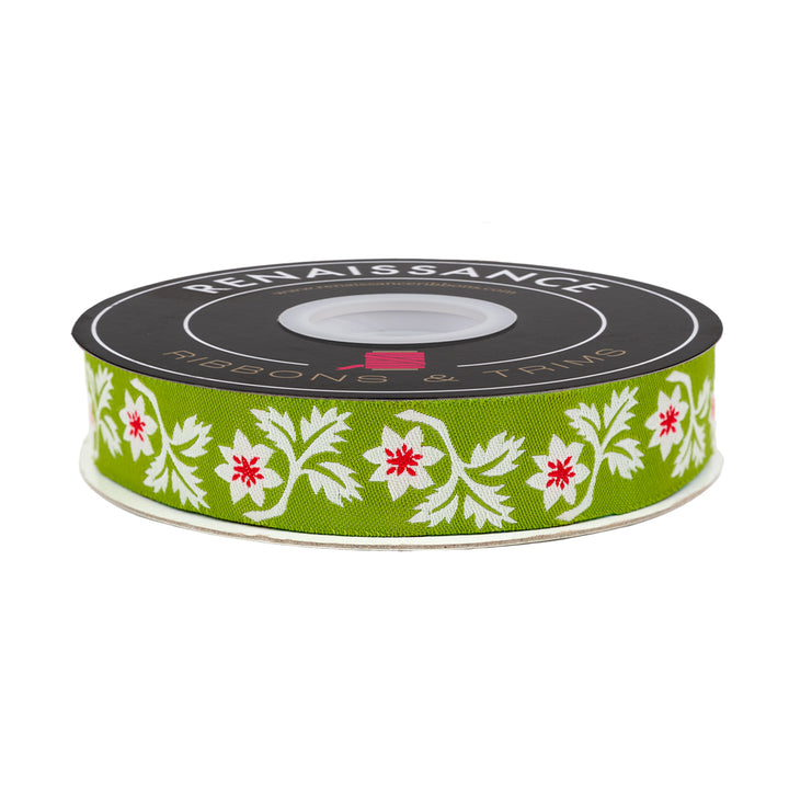 Buon Natale - Holly and Vine in Pine - 7/8" - by Joanna Figueroa - 15 Yard Spool