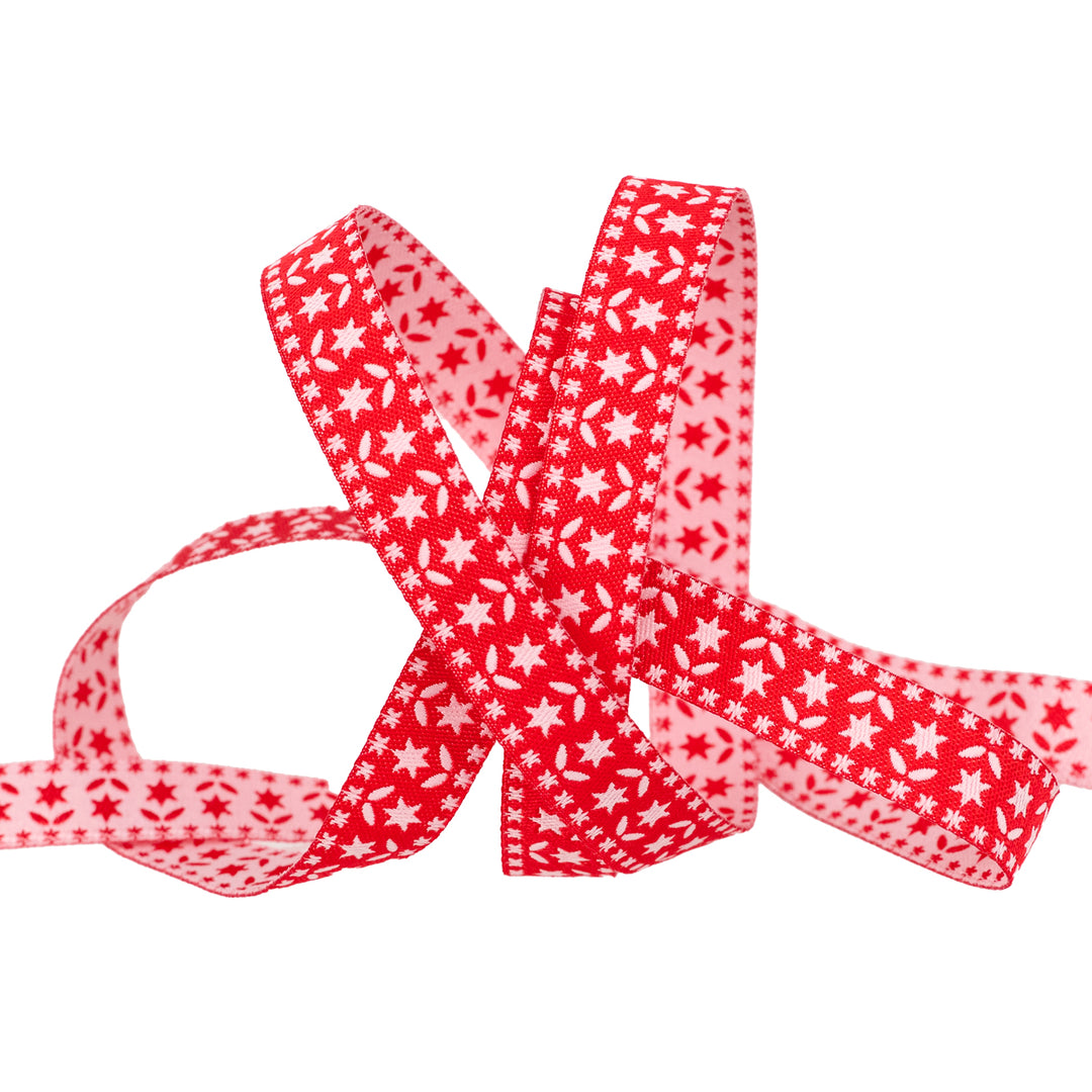 Buon Natale - Twinkle Stars in Pomegranate - 1/2" - by Joanna Figueroa - 15 Yard Spool