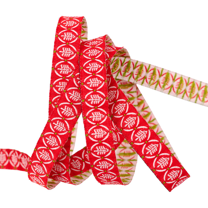 Buon Natale - Yuletide Pines in Pomegranate - 3/8" - by Joanna Figueroa - 15 Yard Spool