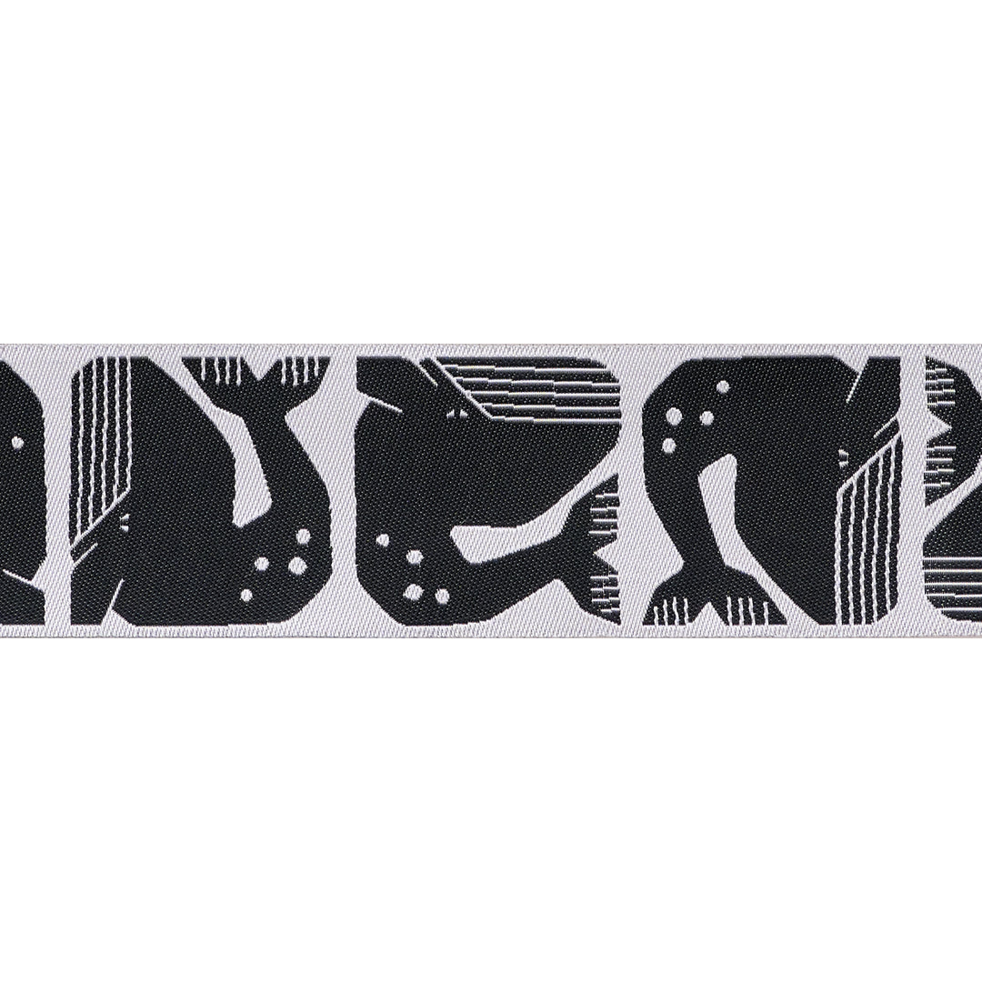 By the Seaside - Grumpy Whale in Black - 1-1/2" width - by Loes Van Oosten - 15 Yard Spool