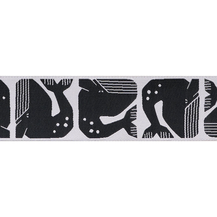 By the Seaside - Grumpy Whale in Black - 1-1/2" width - by Loes Van Oosten - 15 Yard Spool