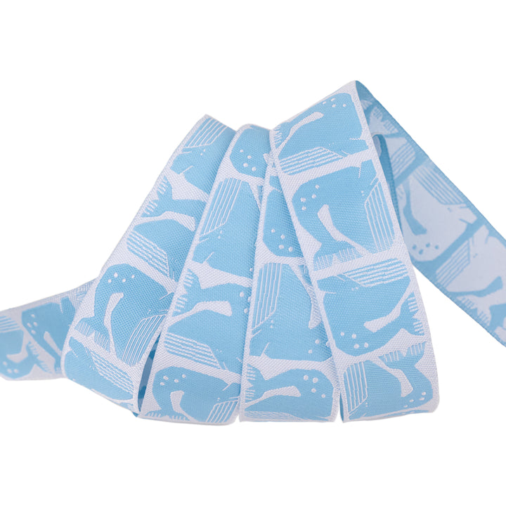 By the Seaside - Grumpy Whale in Blue - 7/8" width - by Loes Van Oosten - 15 Yard Spool