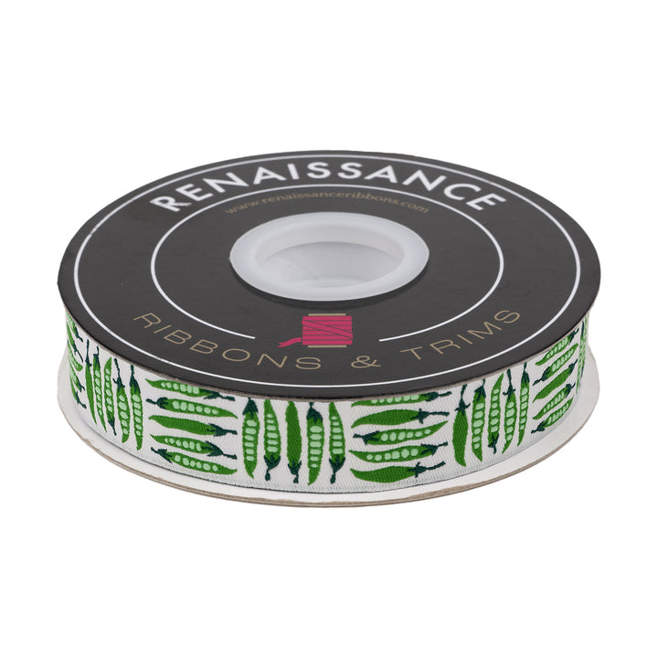 In the Vegetable Garden - Green Beans - 7/8" width - by Loes Van Oosten - 15 Yard Spool