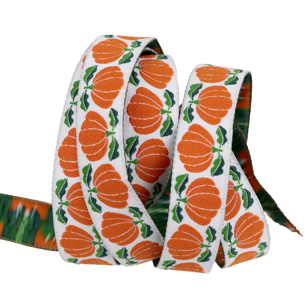 In the Vegetable Garden - Pumpkins - 5/8" width - by Loes Van Oosten - 15 Yard Spool