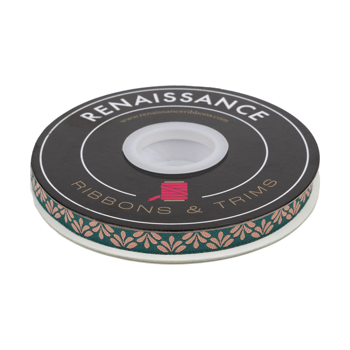 Flora in Teal - 3/8" width - Savannah - 15 yard Spool
