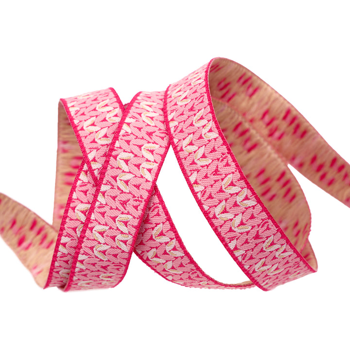 Intertwined in Pink - 5/8" width - Meadow - 15 Yard Spool