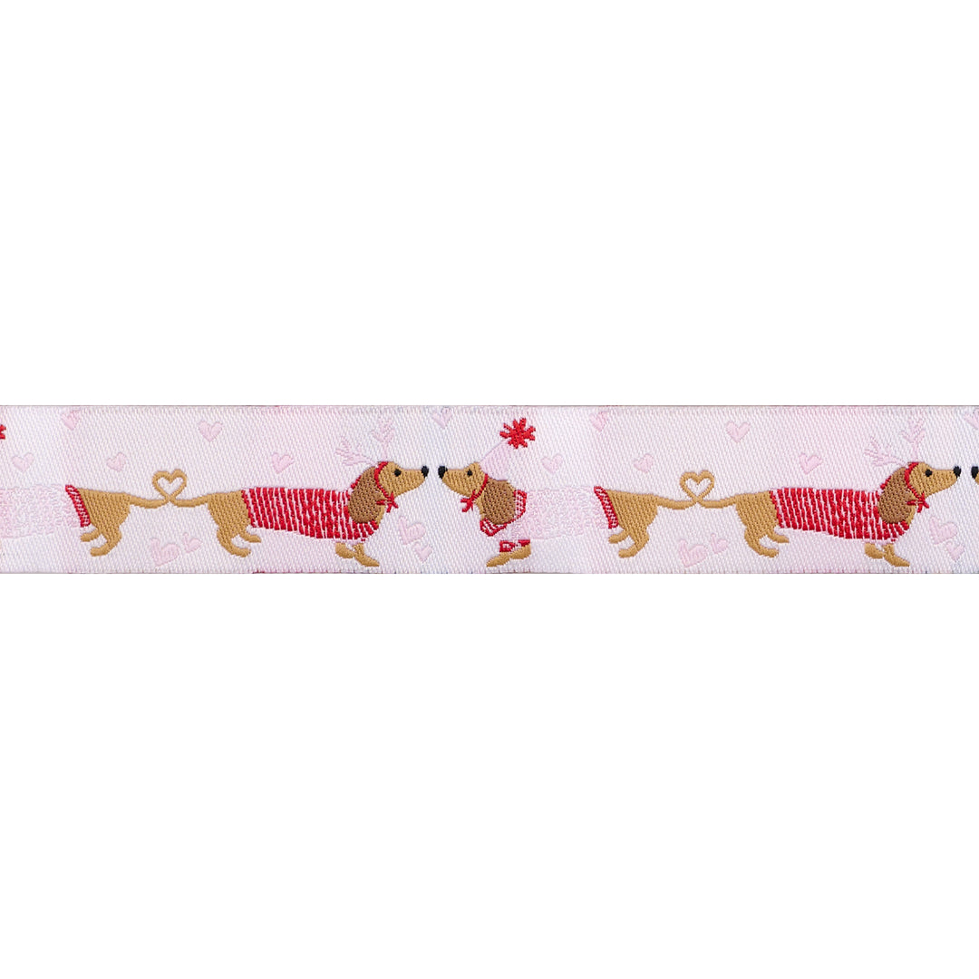 Dachshund Kisses - 7/8" width - Gingerbread Christmas - 15 Yard Spool