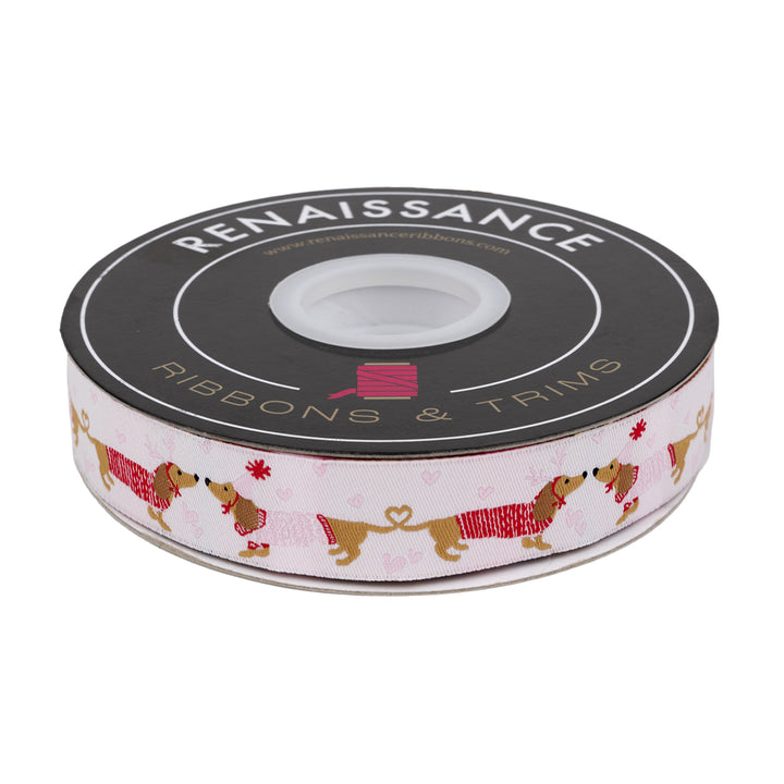 Dachshund Kisses - 7/8" width - Gingerbread Christmas - 15 Yard Spool