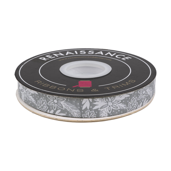 Poinsettia - 5/8" width - Farmhouse Christmas - 15 Yard Spool