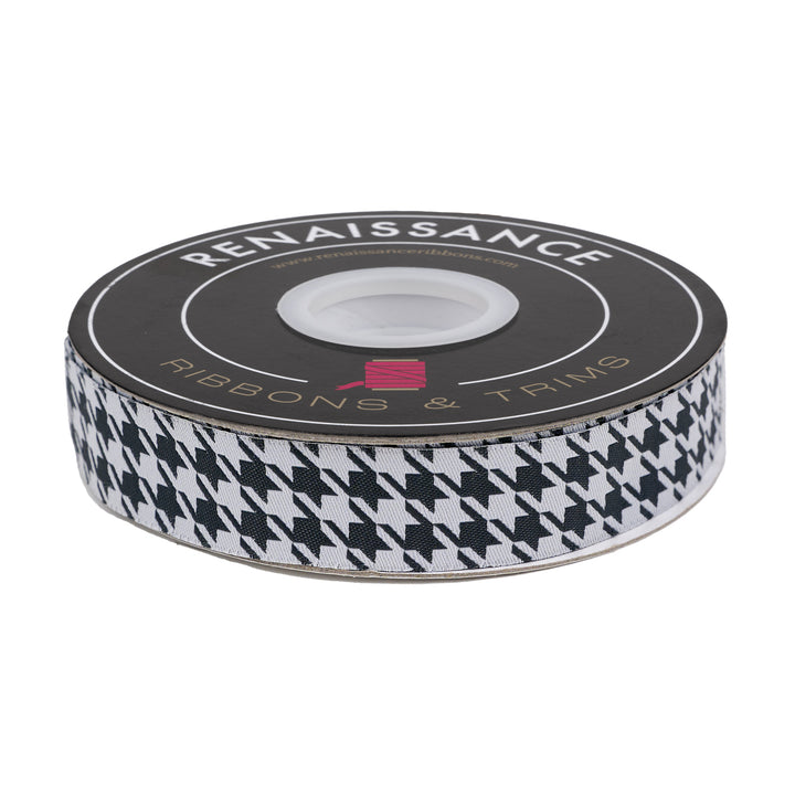 Houndstooth in Soot - 7/8" width - Farmhouse Christmas - 15 Yard Spool