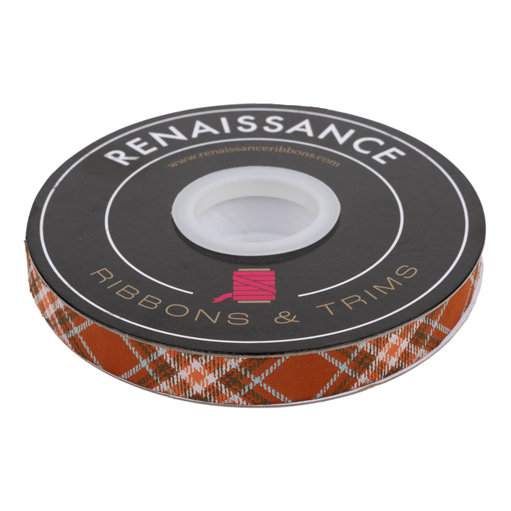Plaid Diagonal in Rust - 5/8" width - The Great Outdoors by Stacy Iest Hsu - 15 Yard Spool