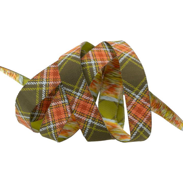 Plaid Diagonal in Moss - 5/8" width - The Great Outdoors by Stacy Iest Hsu - 15 Yard Spool