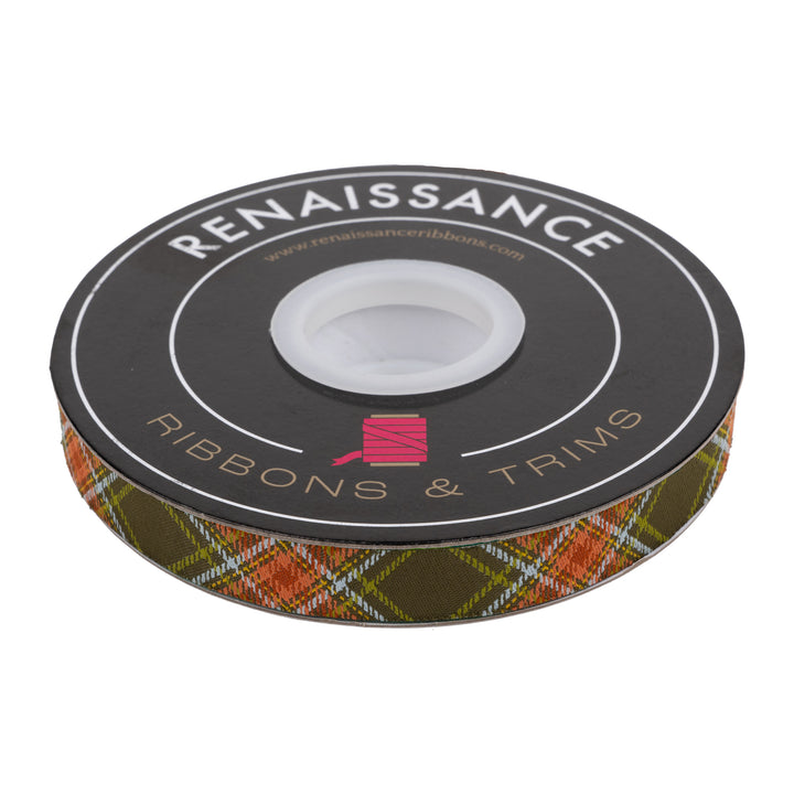 Plaid Diagonal in Moss - 5/8" width - The Great Outdoors by Stacy Iest Hsu - 15 Yard Spool