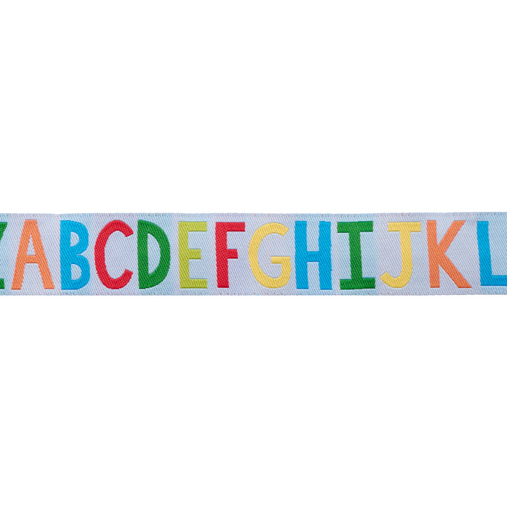 Alphabet Soup in Bright Sky - 7/8" width - Back to School by Stacy Iest Hsu - 15 Yard Spool