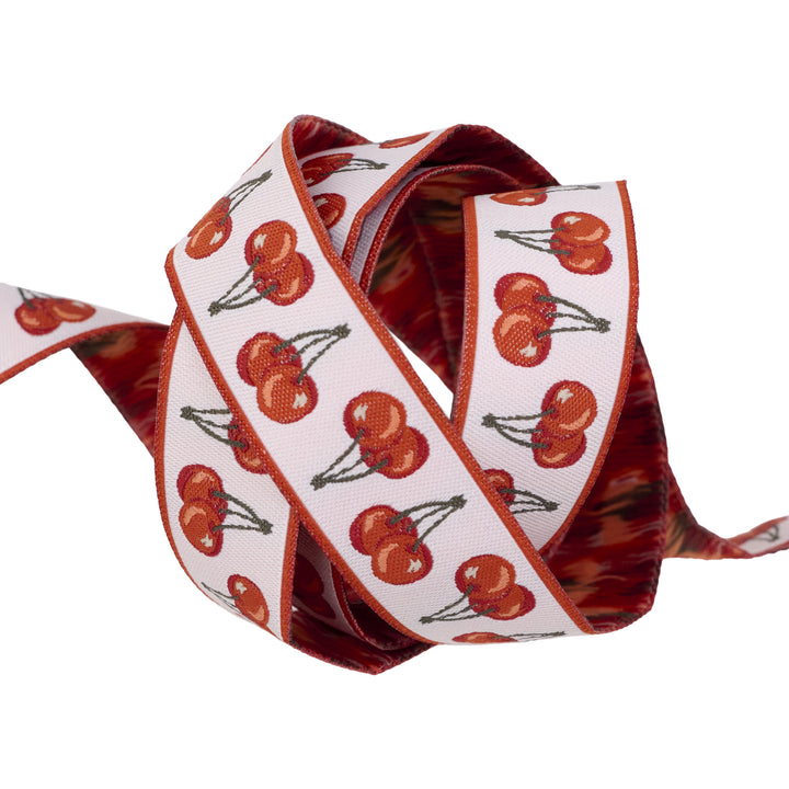 Farmstead - Cherries Jubilee in Porcelain - 7/8" width - by Stacy Iest Hsu - 15 Yard Spool