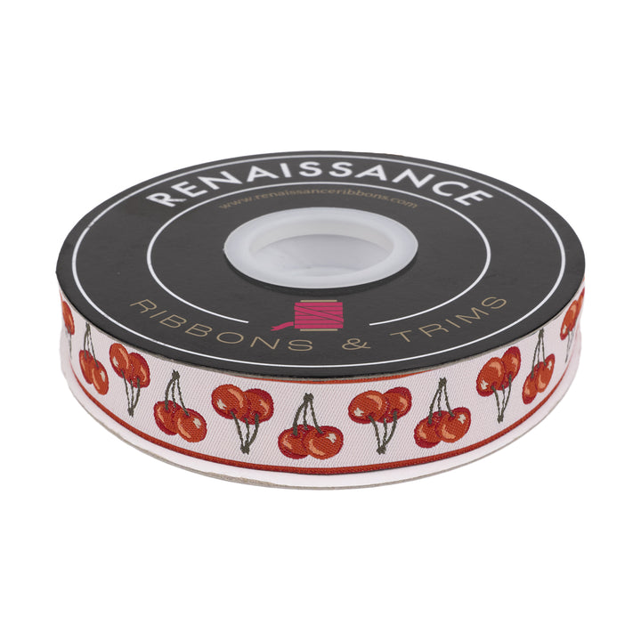 Farmstead - Cherries Jubilee in Porcelain - 7/8" width - by Stacy Iest Hsu - 15 Yard Spool