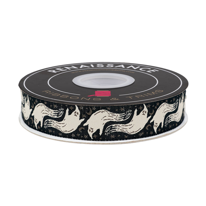 Home Sweet Haunt - Boo in Charcoal - 7/8" width - by Stacy Iest Hsu - 15 Yard Spool