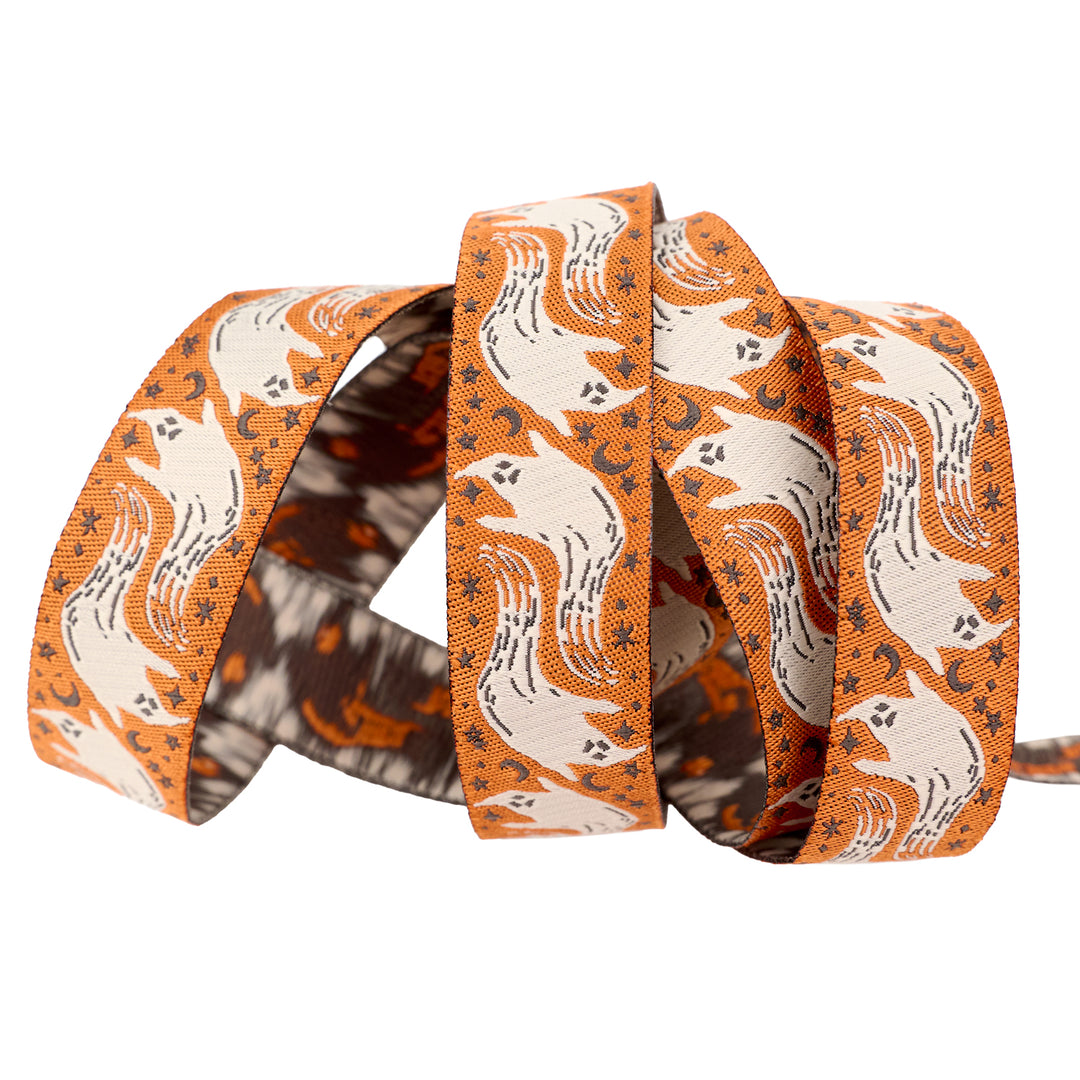 Home Sweet Haunt - Boo in Pumpkin - 7/8" width - by Stacy Iest Hsu - 15 Yard Spool