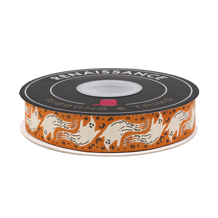 Home Sweet Haunt - Boo in Pumpkin - 7/8" width - by Stacy Iest Hsu - 15 Yard Spool
