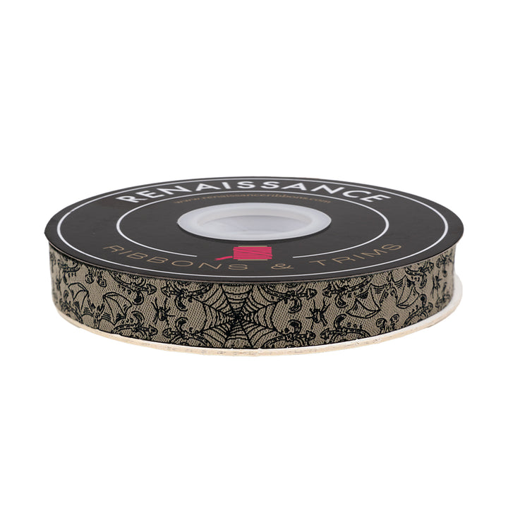 Home Sweet Haunt - Iron Web in Charcoal - 5/8" width - by Stacy Iest Hsu - 15 Yard Spool