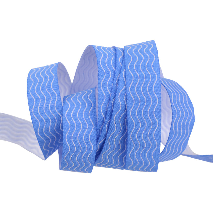 Waves in Blue Water - 5/8" width - La Dolce Vita by Stacy Peterson - 15 Yard Spool