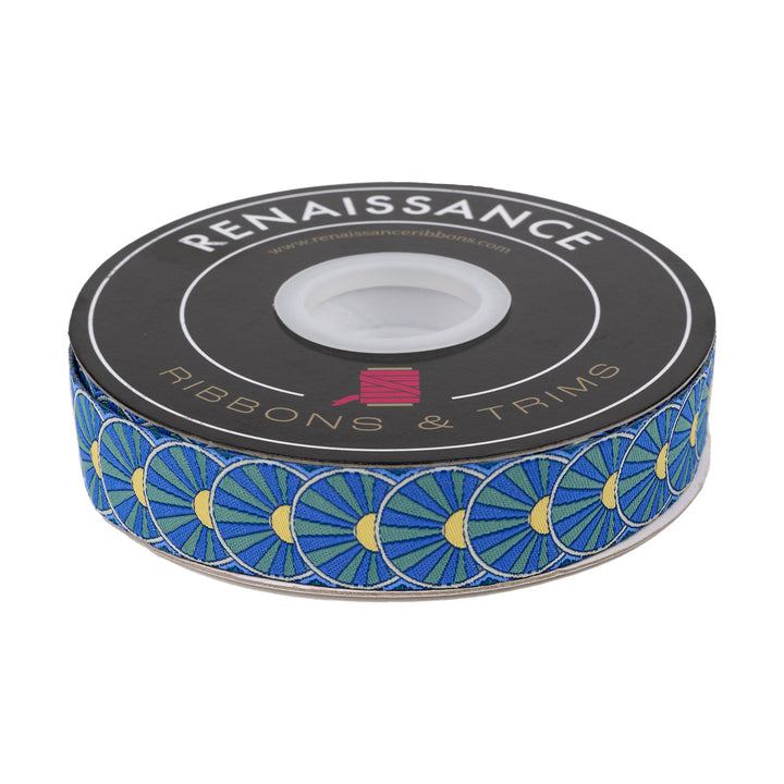 Sunrise in Deep Teal - 7/8" width - Mythical by Stacy Peterson - 15 Yard Spool