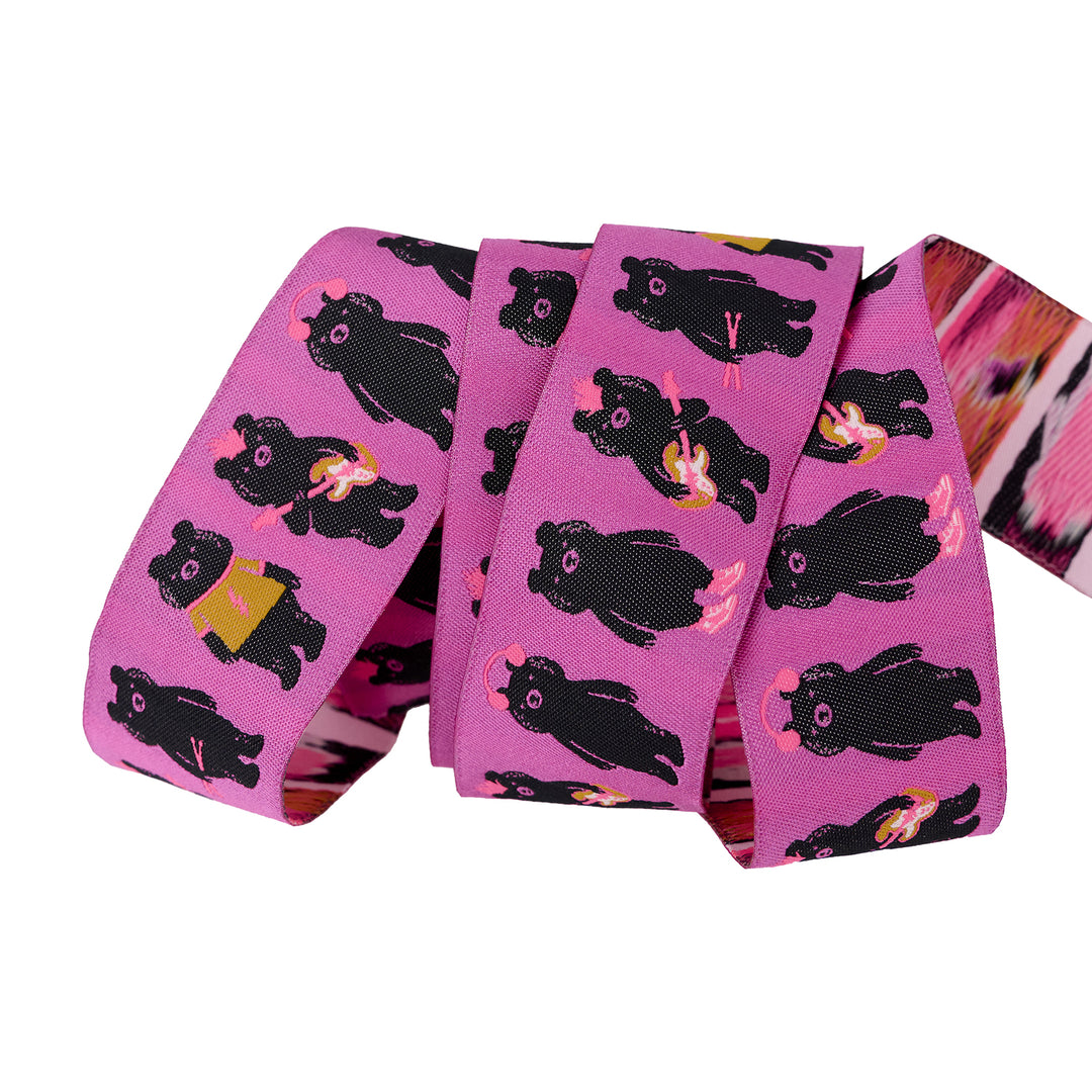 Teddy and the Bears - The Band in Raspberry - 1-1/2" - by Sarah Watts - 15 Yard Spool
