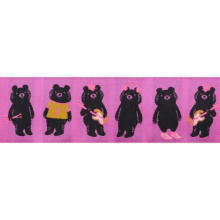 Teddy and the Bears - The Band in Raspberry - 1-1/2" - by Sarah Watts - 15 Yard Spool