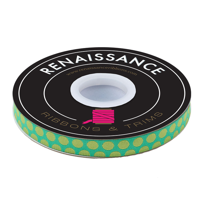 Dinosaur Eggs in Mint - 5/8" width - Tula Pink Roar! - 15 yd Spool
