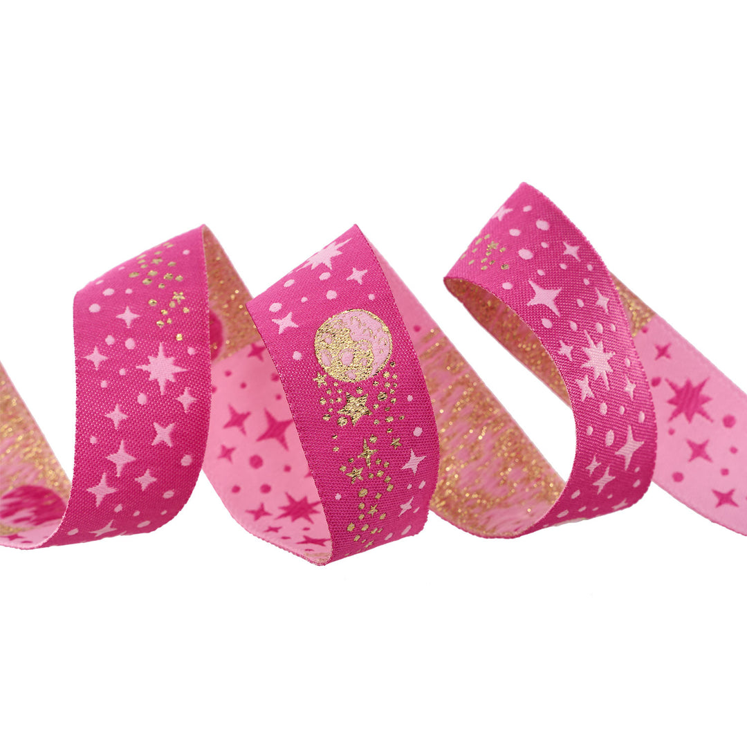 Meteor Shower in Blush - 7/8" width - Tula Pink Roar! - 15 yd Spool