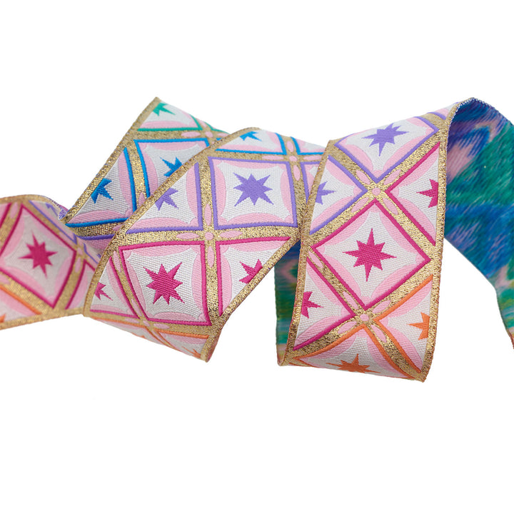 Stargazer in Metallic Mint - 1-1/2" width - Tula Pink Roar! - 15 yd Spool