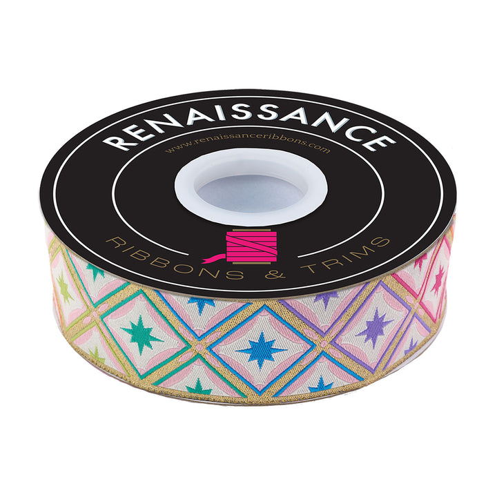 Stargazer in Metallic Mint - 1-1/2" width - Tula Pink Roar! - 15 yd Spool