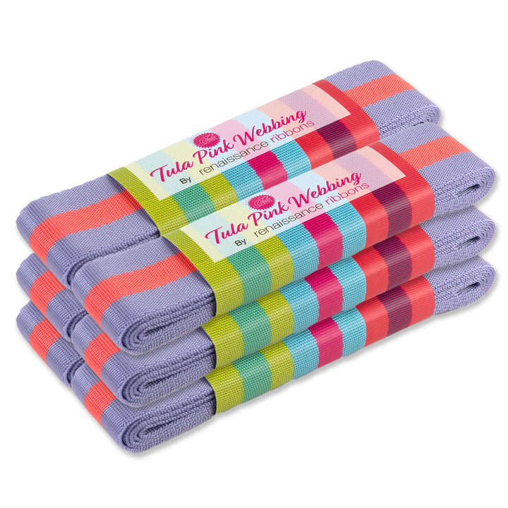 2yd Lavender and Pink - 1.5" Nylon Webbing - by Tula Pink - PRO 6pk