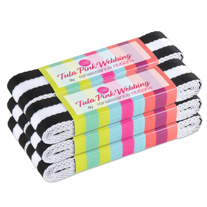 2yd Black/White - 1.5" Nylon Webbing - by Tula Pink - PRO 6pk