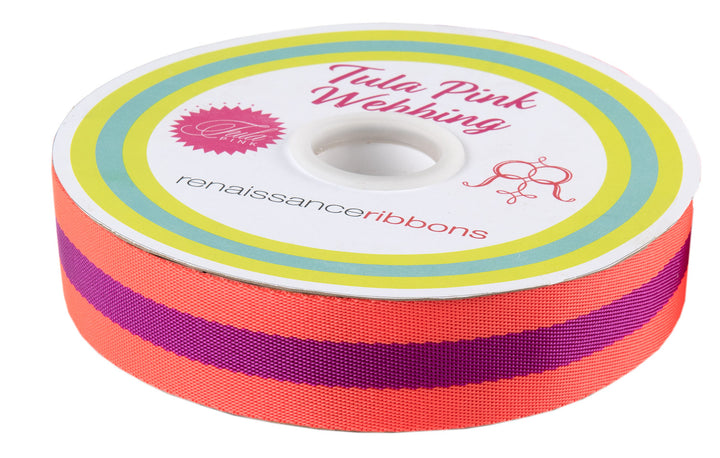 Watermelon and Plum - 1.5" Nylon Webbing - by Tula Pink - 16 Yard Spool