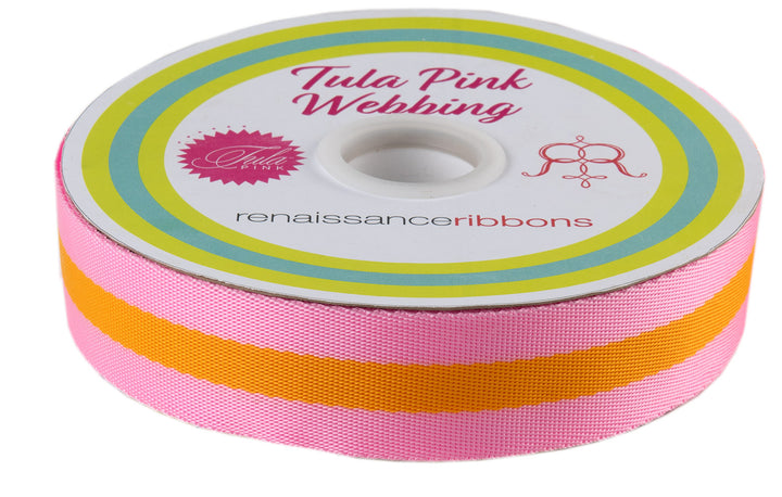 Pink and Orange - 1.5" Nylon Webbing - by Tula Pink - 16 Yard Spool