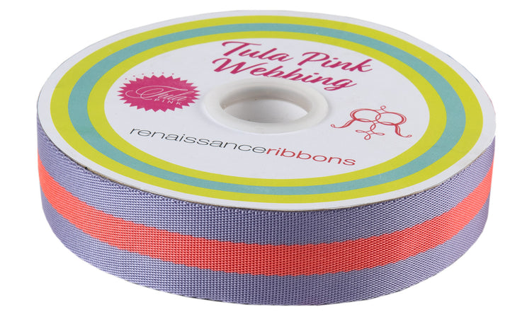 Lavender and Pink - 1.5" Nylon Webbing - by Tula Pink - 16 Yard Spool