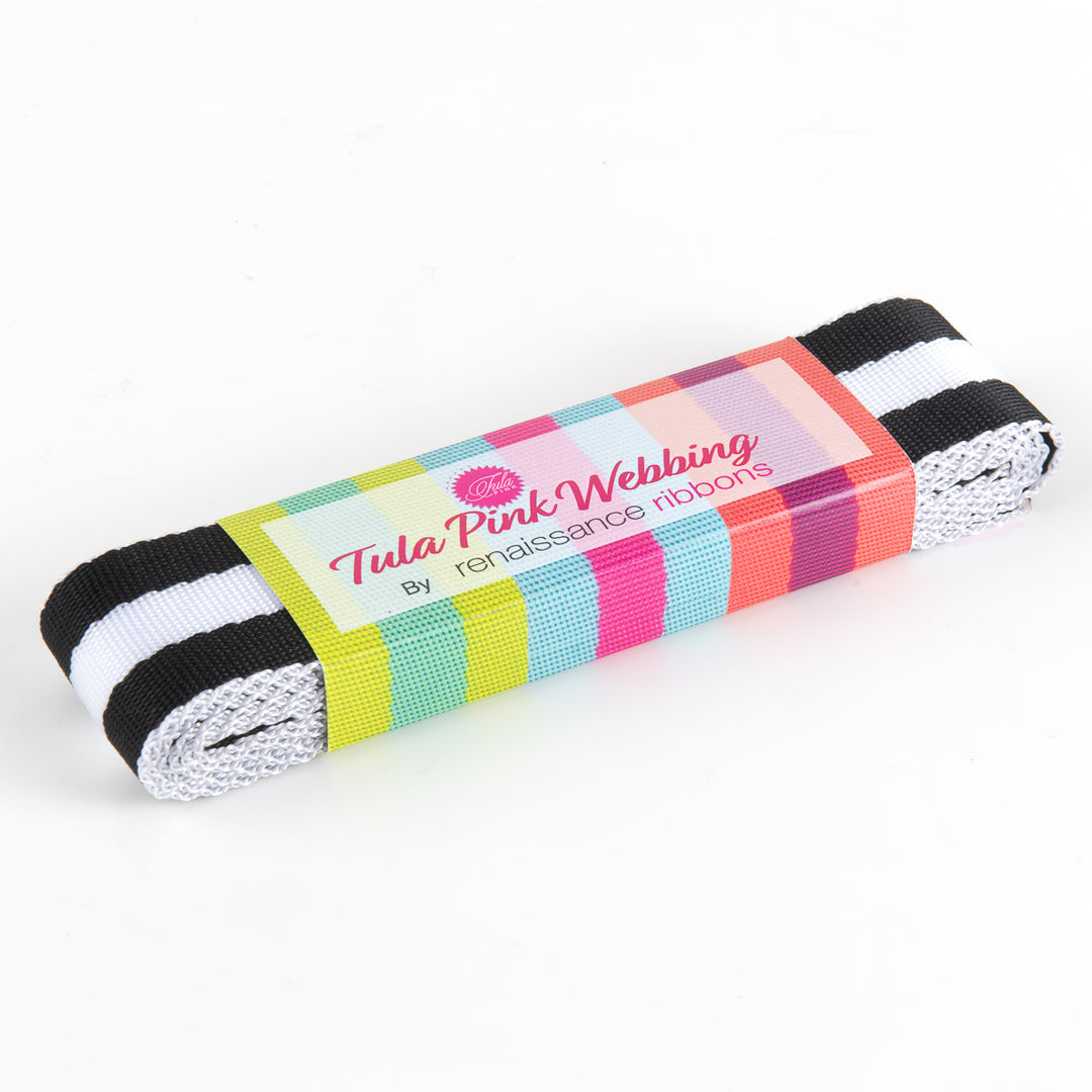 2yd Black/White - 1.5" Nylon Webbing - by Tula Pink - PRO 6pk