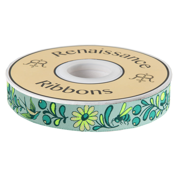Birds &amp; Bees Spirit-Teal 7/8"- Tula Pink Everglow