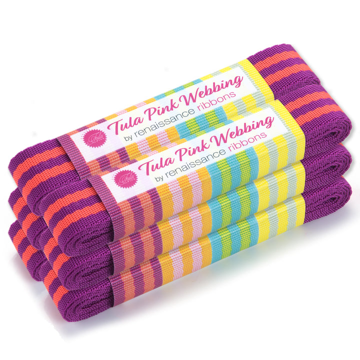 2yd Watermelon/Plum - 1" Nylon Webbing - by Tula Pink - PRO 6PK